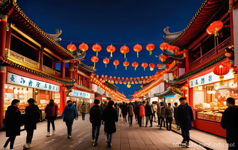 인천 차이나타운 야경 - **Prompt:** A vibrant, bustling night scene in Incheon Chinatown, capturing its magical transformati...