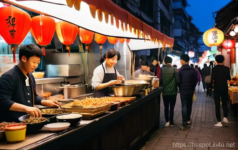 인천 차이나타운 야경 - **Prompt:** A vibrant, bustling night scene in Incheon Chinatown, capturing its magical transformati...