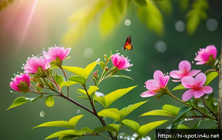 광양 매화마을 봄꽃사진 - A vibrant spring scene in Maehua village featuring a diverse array of colorful flowers blooming on t...